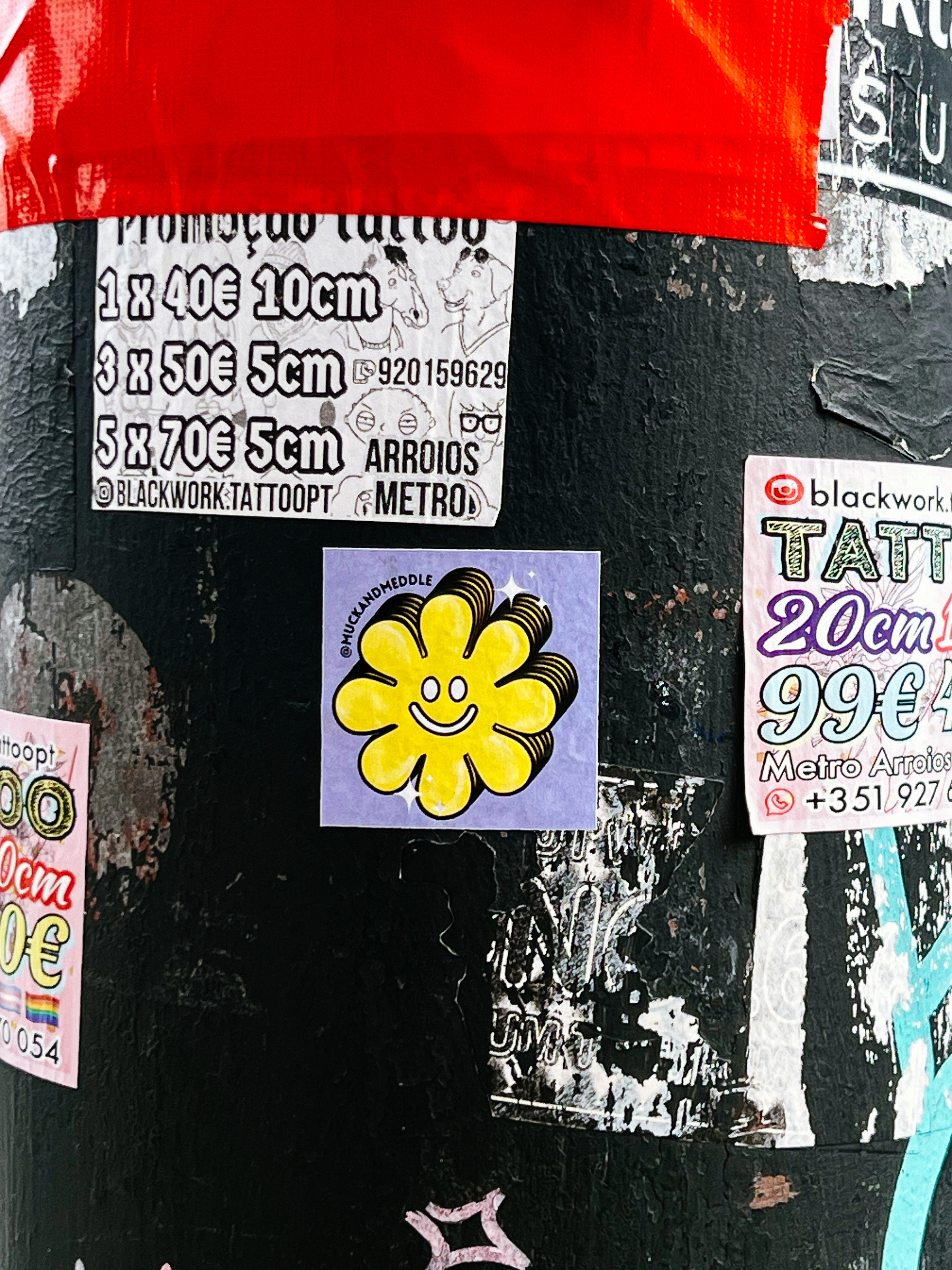 A smiling yellow flower sticker. 