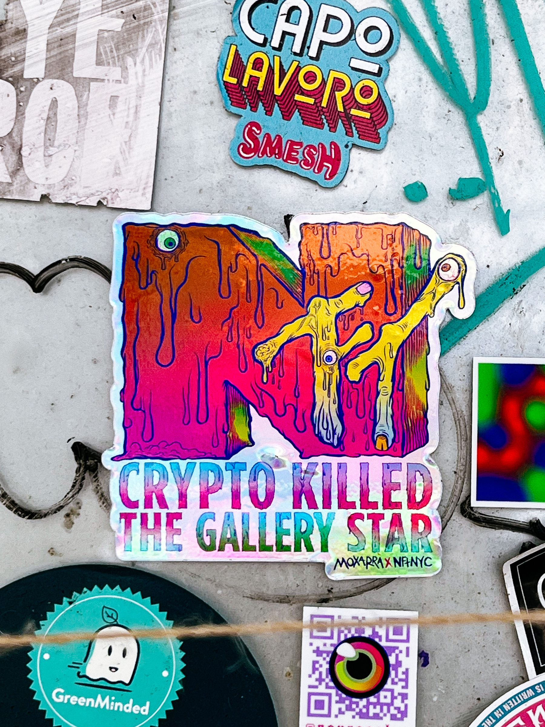 “Crypto killed the gallery star”. Sticker. 