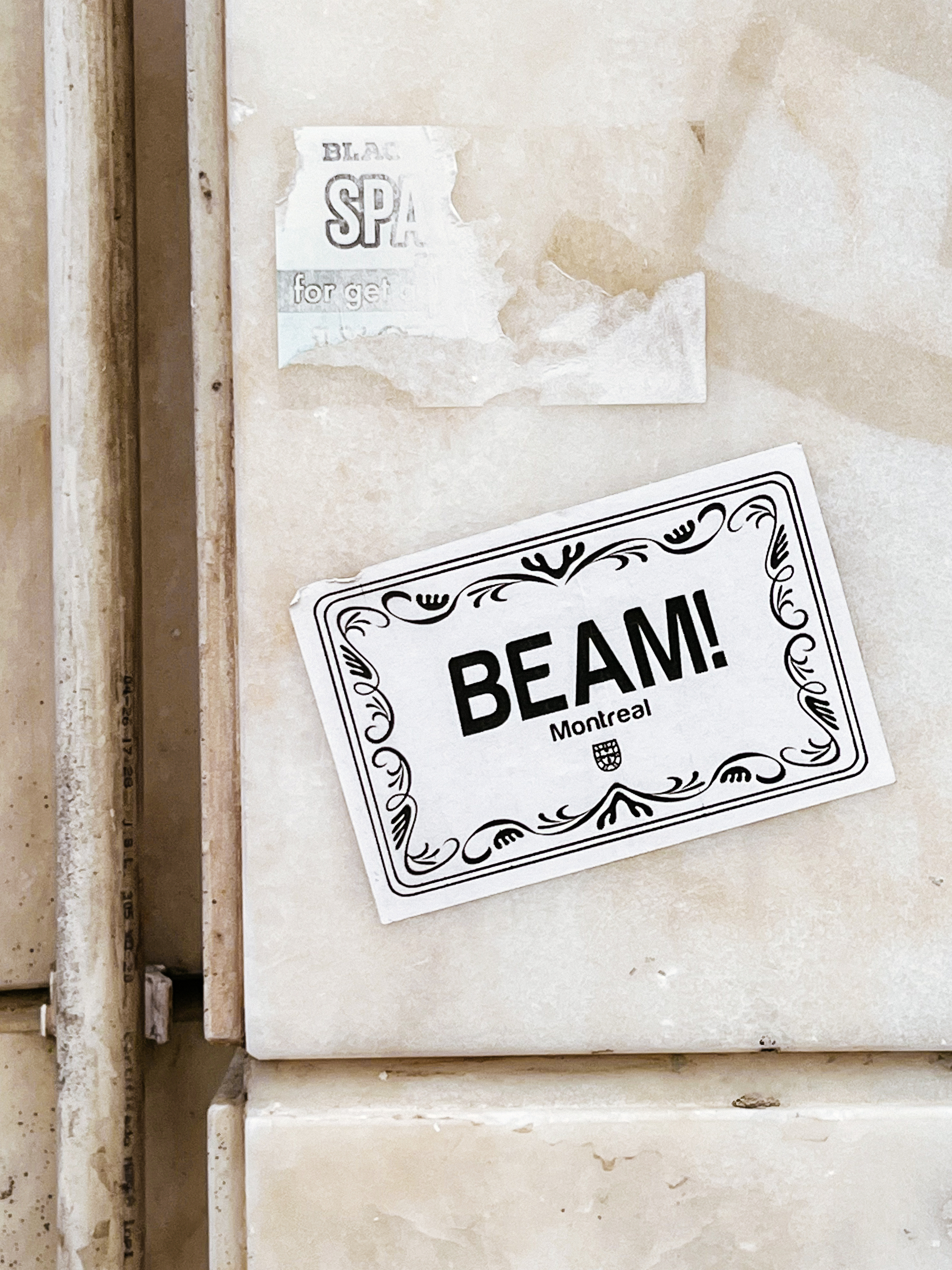 Sticker with “Beam! Montreal”. 
